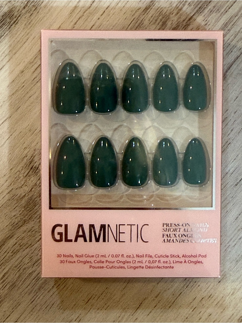 GLAMnetic Emerald Green Almond Press-On Nails